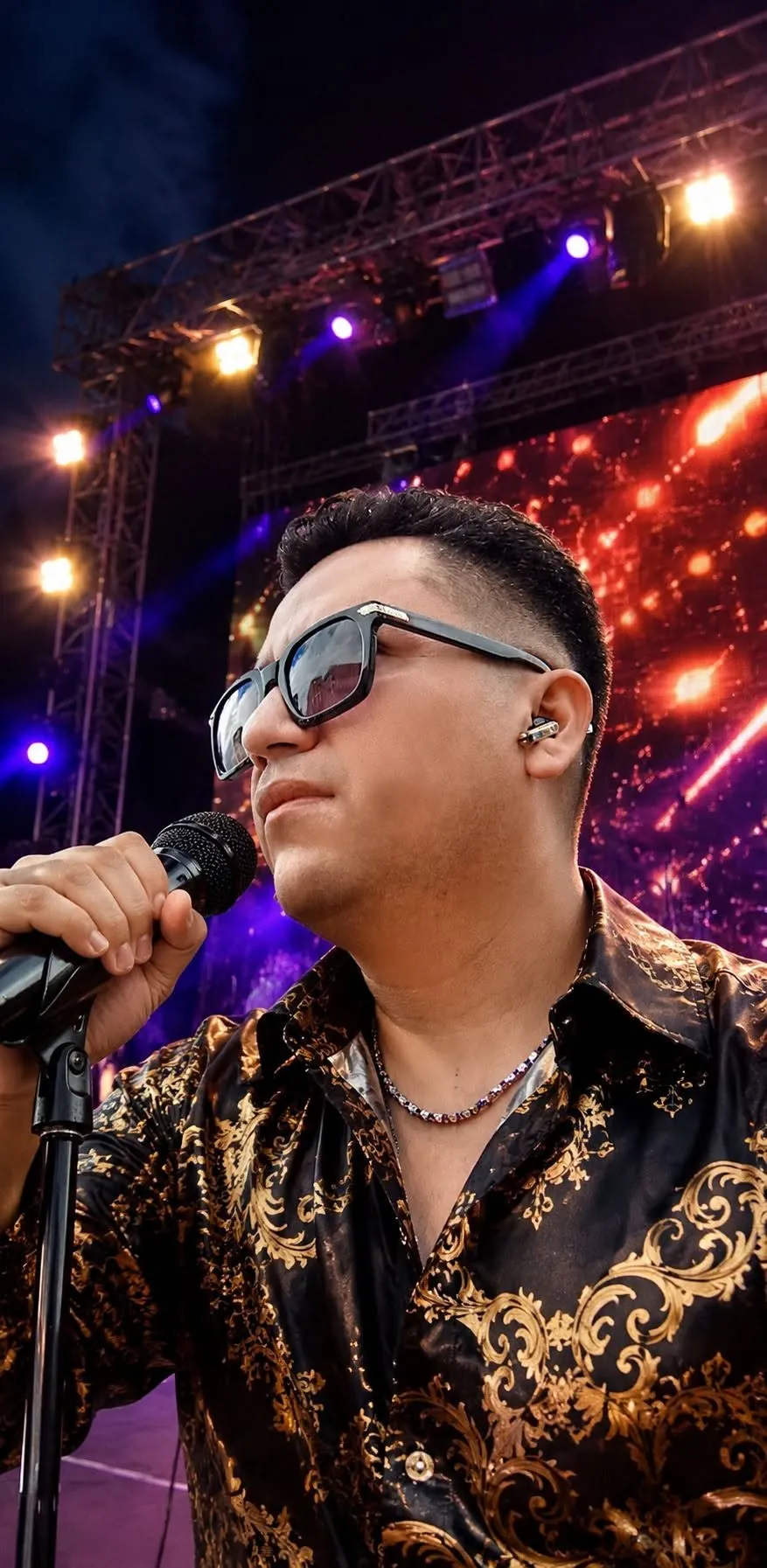 Jonathan Cachay en escenario internacional con luces de concierto